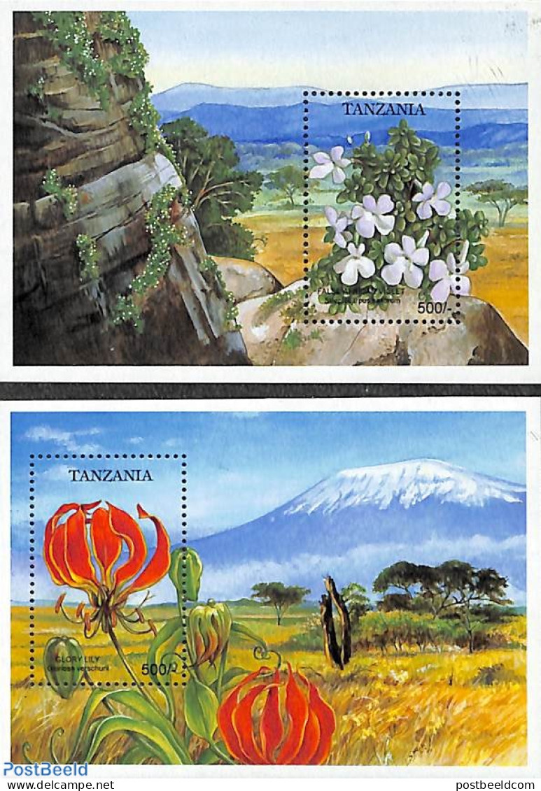 Tanzania 1993 Flowers 2 S/s, Mint NH, Nature - Flowers & Plants - Tanzanie (1964-...)