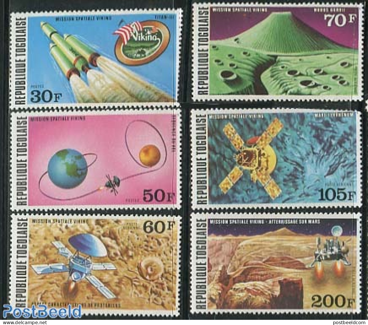 Togo 1976 Viking Project 6v, Mint NH, Transport - Space Exploration - Togo (1960-...)