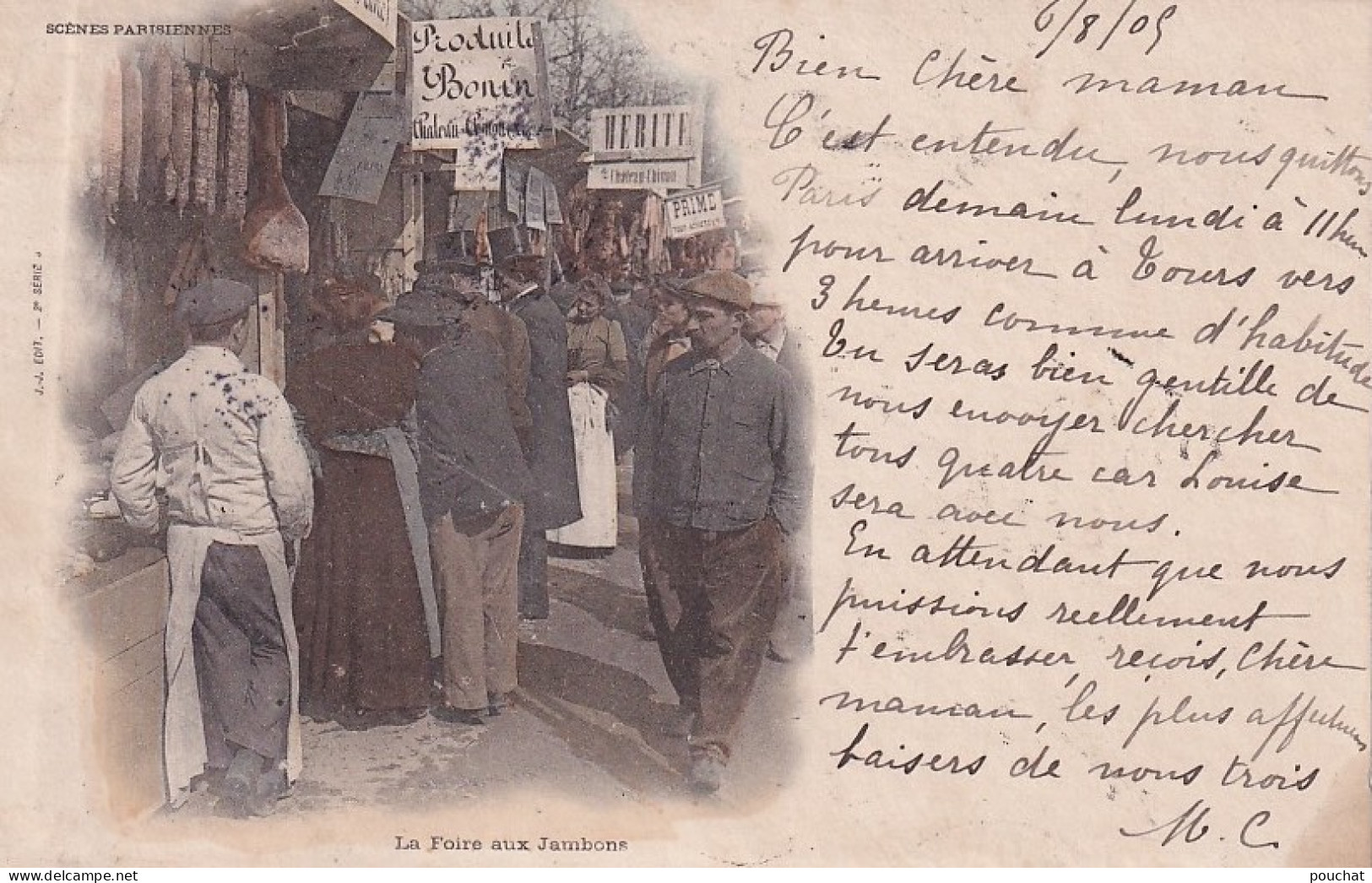 S6-75) PARIS ( SERIE SCENES PARISIENNES ) LA FOIRE AUX JAMBONS  - ( 1905 - 2 SCANS ) - Petits Métiers à Paris