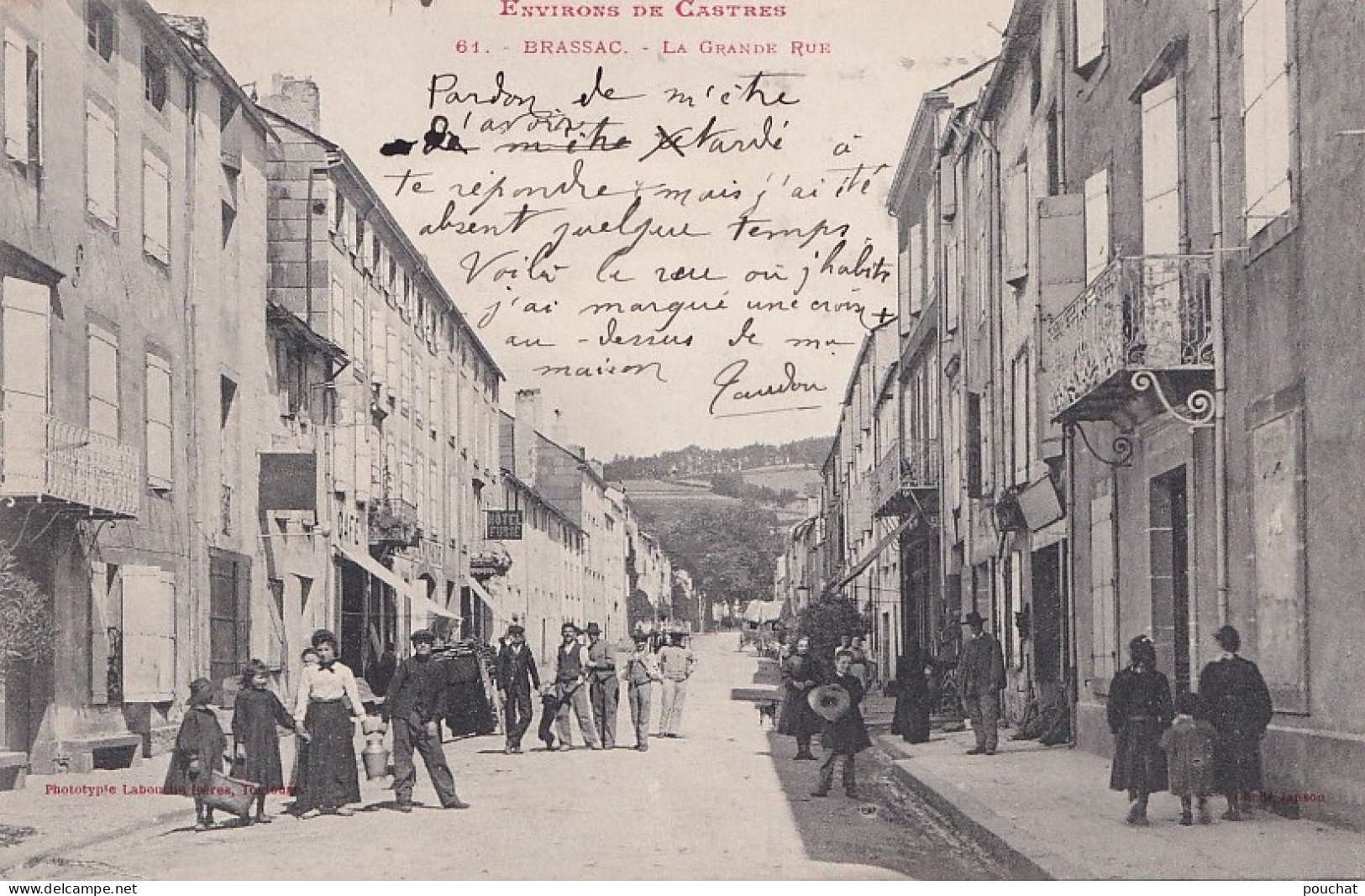 S18-81)  ENVIRONS DE CASTRES - BRASSAC - LA GRANDE RUE - ( ANIMEE - HABITANTS - 1904 - 2 SCANS ) - Brassac