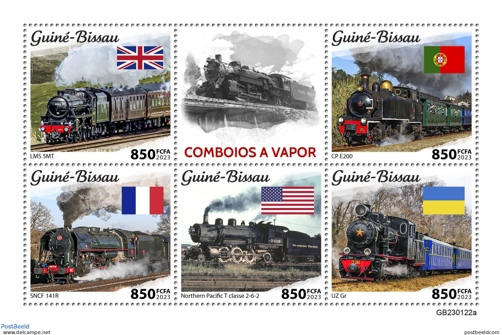 Guinea Bissau 2023 Steam Trains, Mint NH, Transport - Railways - Trains