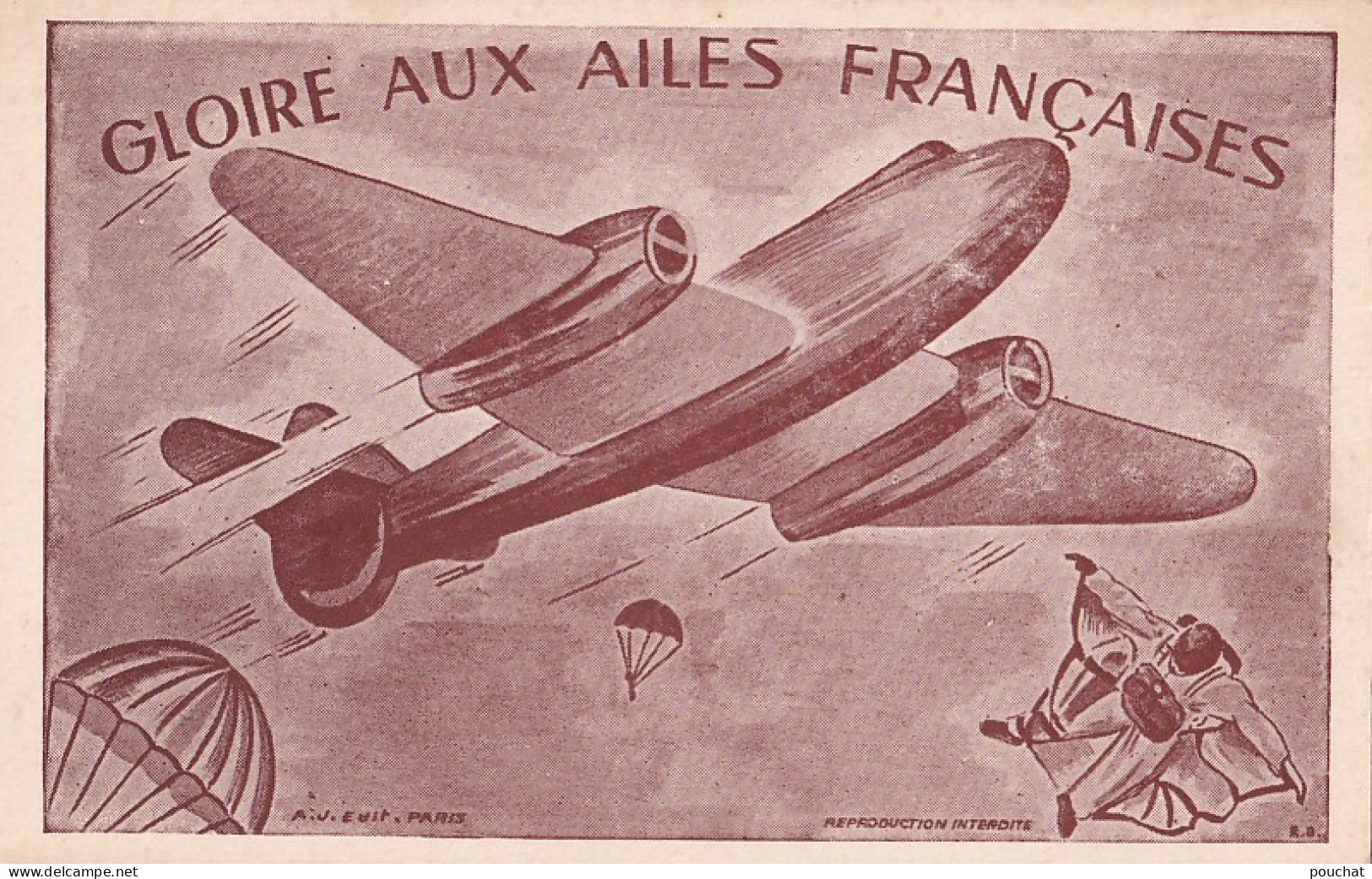 F5-  AVIATION - GLOIRE AUX AILES DE FRANCAISES  - AVION - PARACHUTISME  - 1914-1918: 1ère Guerre