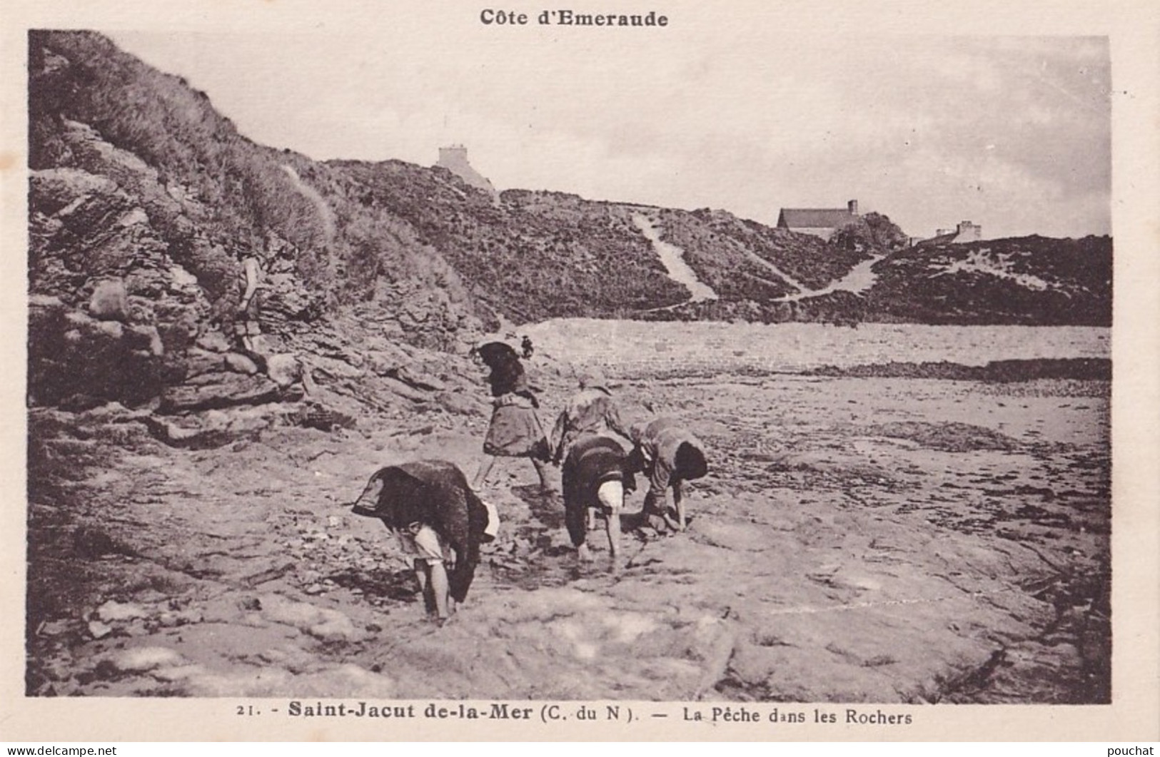 F10-22) SAINT JACUT DE LA MER - LA PECHE DANS LES ROCHERS - ( 2 SCANS ) - Saint-Jacut-de-la-Mer