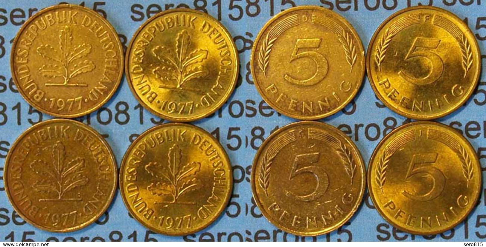 5 Pfennig Complete Set Year 1977 All Mintmarks (D,F,G,J) Jäger 382    (471 - Sonstige – Europa