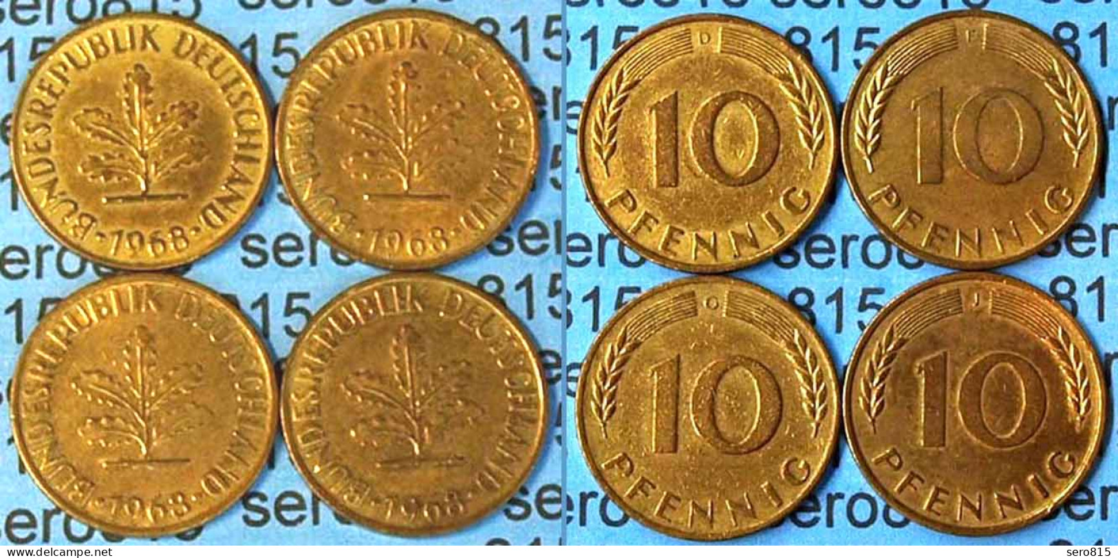 10 Pfennig Complete Set Year 1968 All Mintmarks (D,F,G,J) Jäger Nr. 383   (477 - Sonstige – Europa