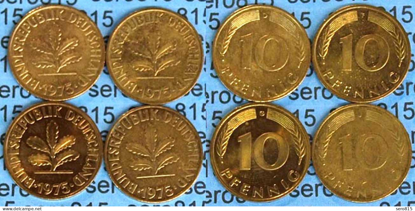 10 Pfennig Complete Set Year 1975 All Mintmarks (D,F,G,J) Jäger Nr. 383   (486 - Sonstige – Europa