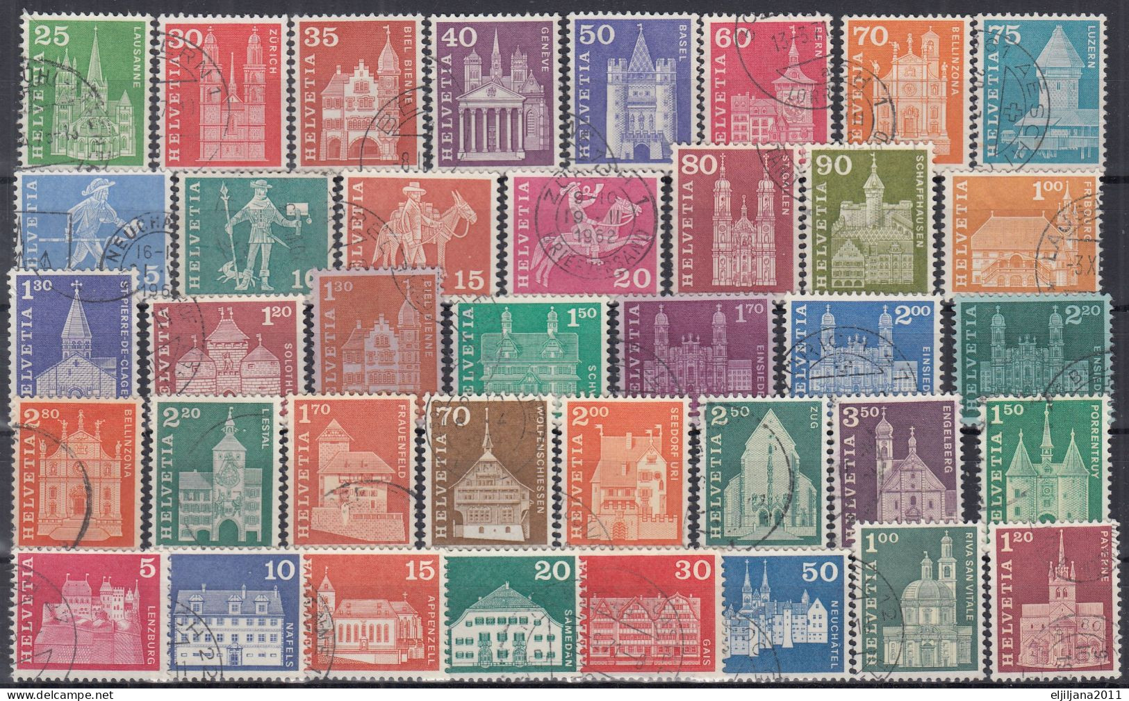 Switzerland / Helvetia / Schweiz / Suisse 1960- 1968 ⁕ Postgeschichtliche Motive & Baudenkmäler Complete ⁕ 38v Used Scan - Oblitérés