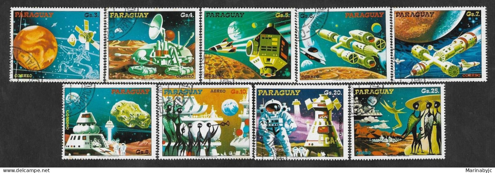 SD)1978 PARAGUAY SPACE SERIES, FUTURE SPACE PROJECTS, 9 CTO STAMPS - Paraguay