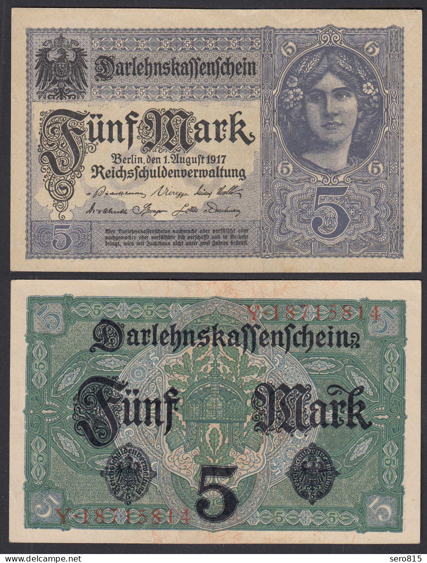 Deutschland - Germany 5 Mark 1917 Ro 54c Pick 56 VF/XF (2/3) Serie Y   (29016 - Sonstige & Ohne Zuordnung