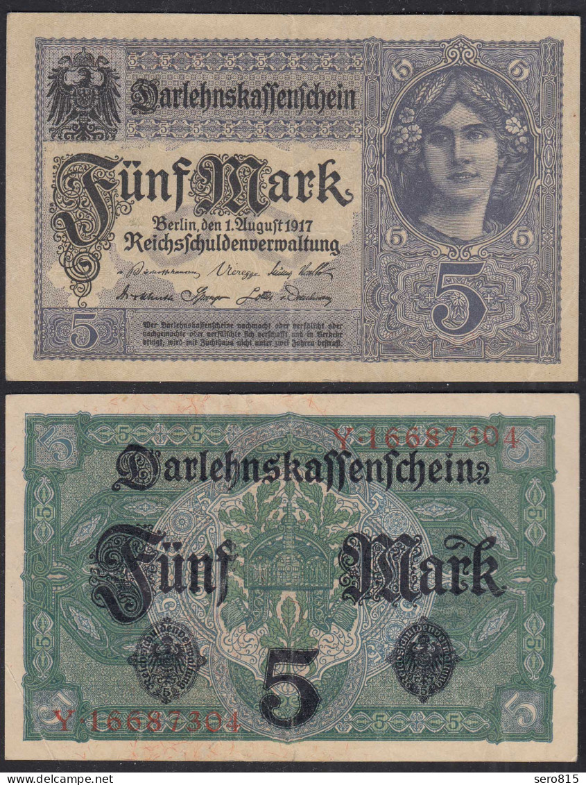 Deutschland - Germany 5 Mark 1917 Ro 54c Pick 56 VF (3) Serie Y  (29014 - Sonstige & Ohne Zuordnung