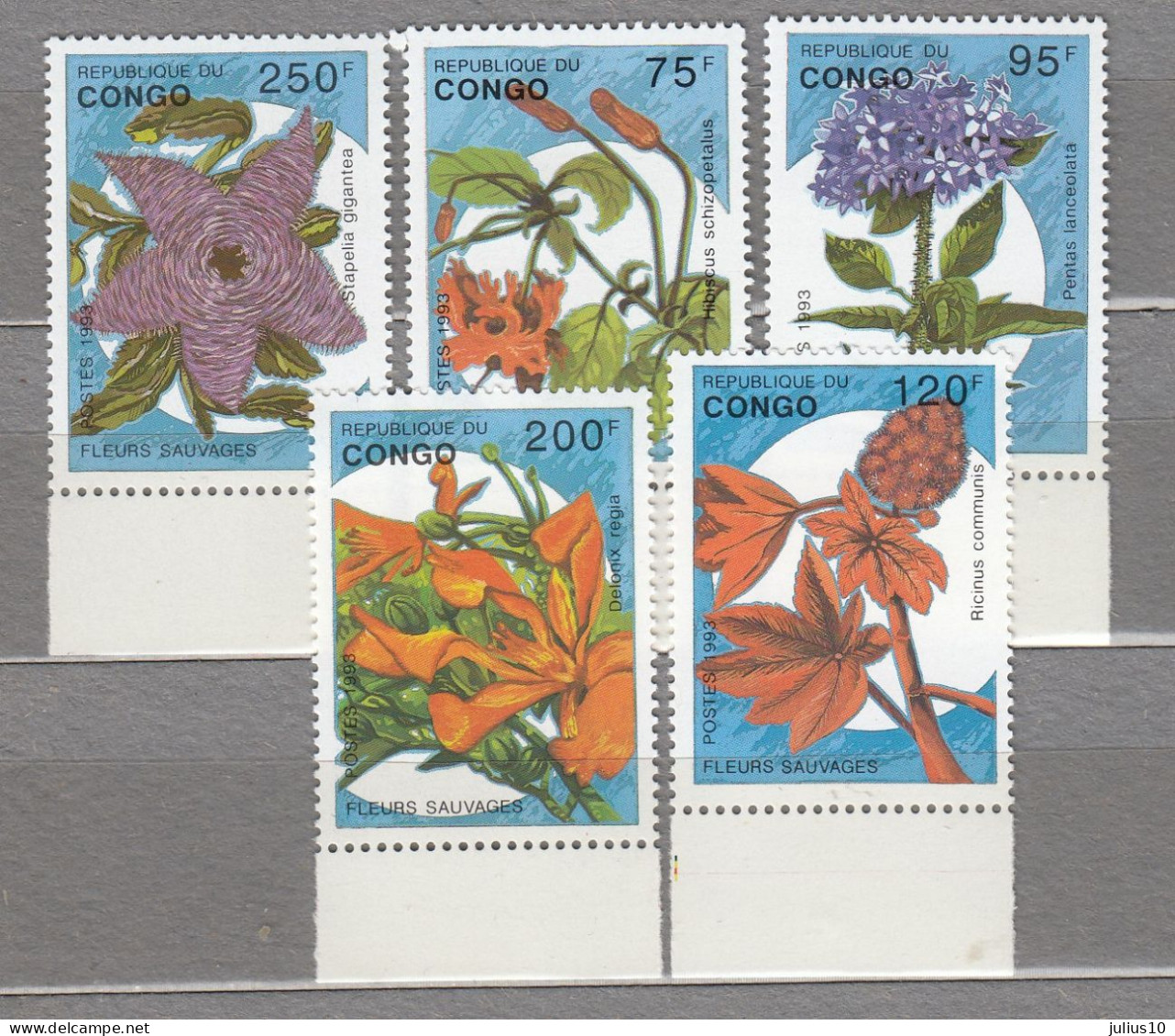 CONGO 1993 Flora Flowers MNH Michel 1387-91 Cote18.00€  #34014 - Other & Unclassified