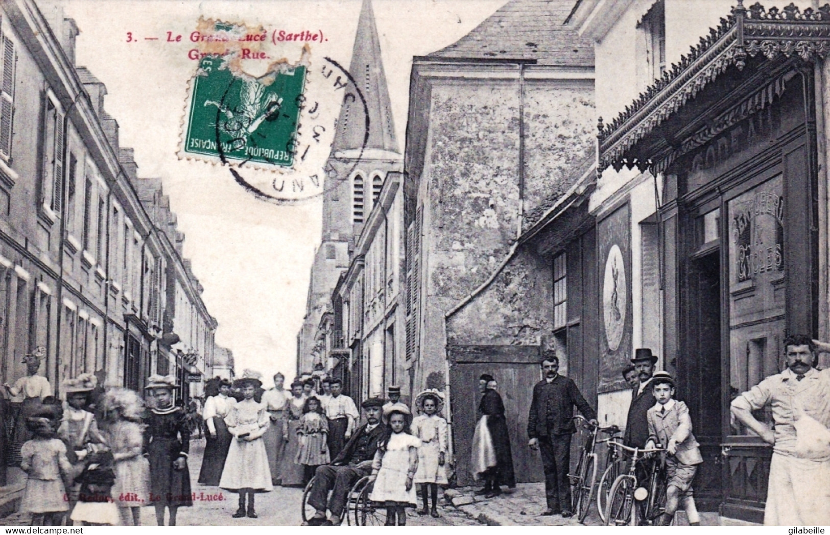 72 - Sarthe - LE GRAND LUCE - Grand Rue ( Belle Animation ) Boucherie - Le Grand Luce