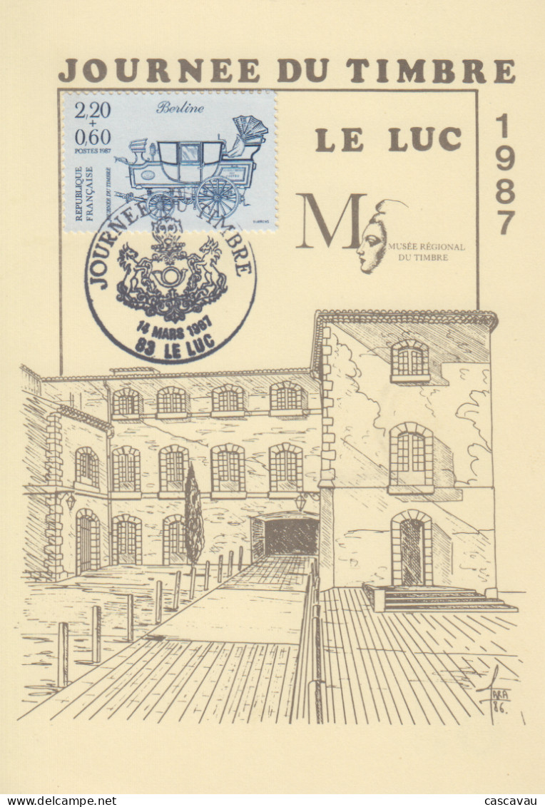 Carte   Locale   1er  Jour   FRANCE    Journée  Du  TIMBRE    LE  LUC    1987 - Día Del Sello