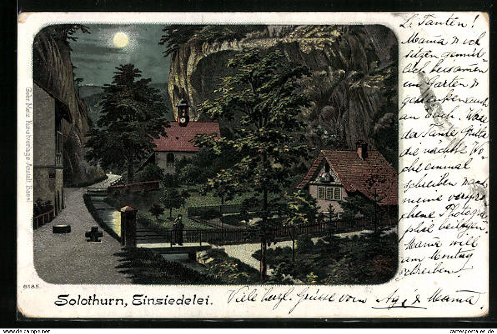 Mondschein-Lithographie Solothurn, Partie An Der Einsiedelei  - Autres & Non Classés