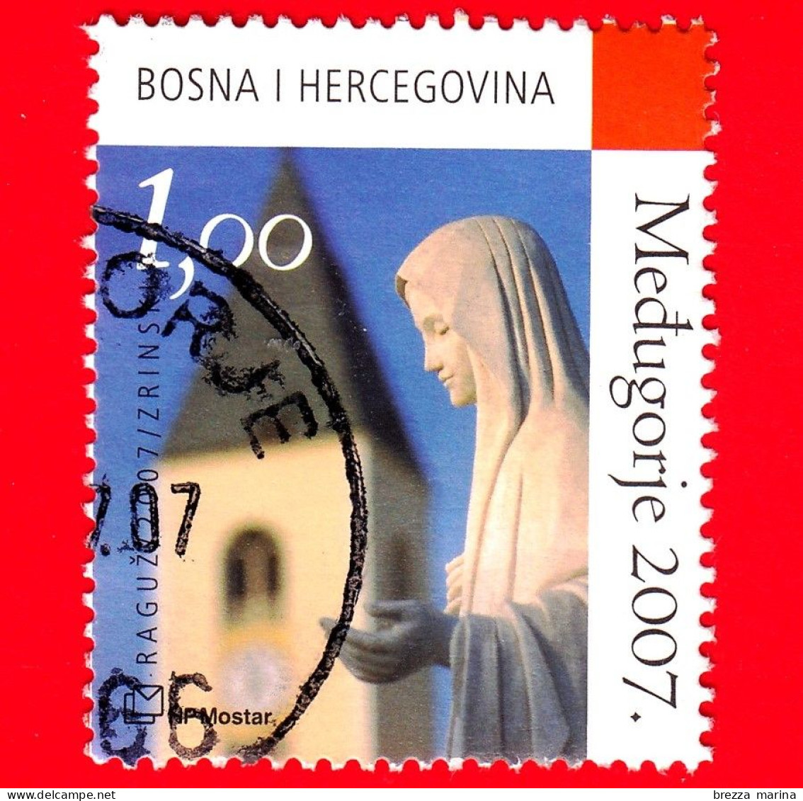 BOSNIA Erzegovina - Amministrazione Croata - Usato - 2007 - Medugorje - Maria - Campanile - Mostar - 1.00 - Bosnia Erzegovina