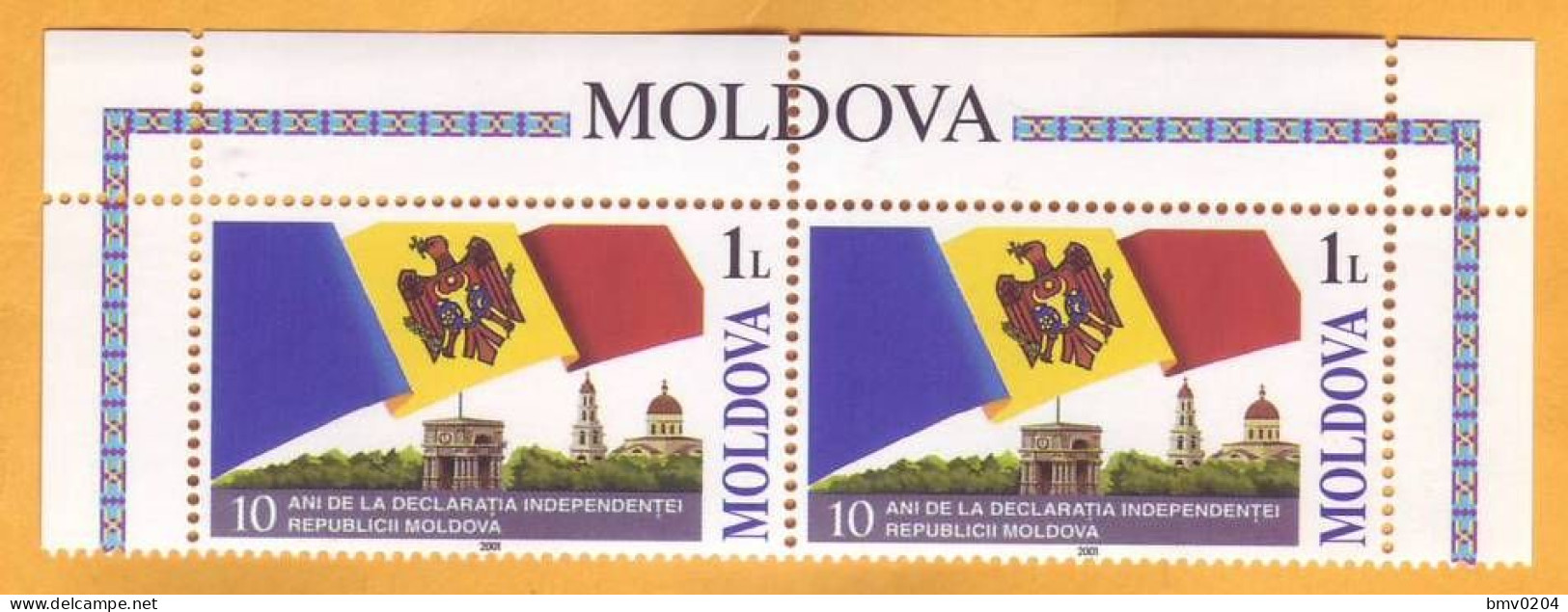 2001  Moldova Moldavie   10 Years Of The Declaration Of Independence 2v Mint - Moldova