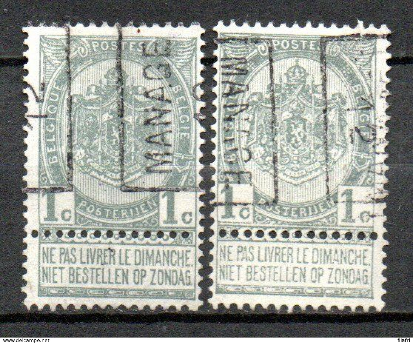 1762 Voorafstempeling Op Nr 53 - MANAGE 12 - Positie A & B - Roller Precancels 1910-19