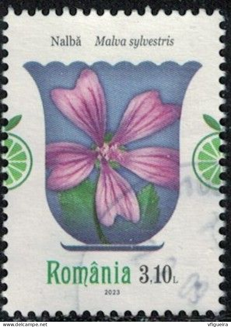 Roumanie 2023 Oblitéré Used Plantes Médicinales Malva Sylvestris Grande Mauve Y&T RO 6964 SU - Gebruikt