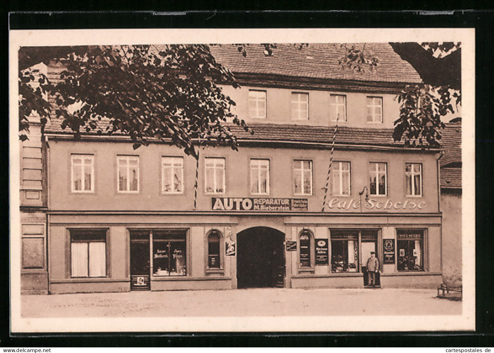 AK Pirna, Café Scholze, Am Dohnaschen Platz, Bes.: Carl Scholze  - Pirna