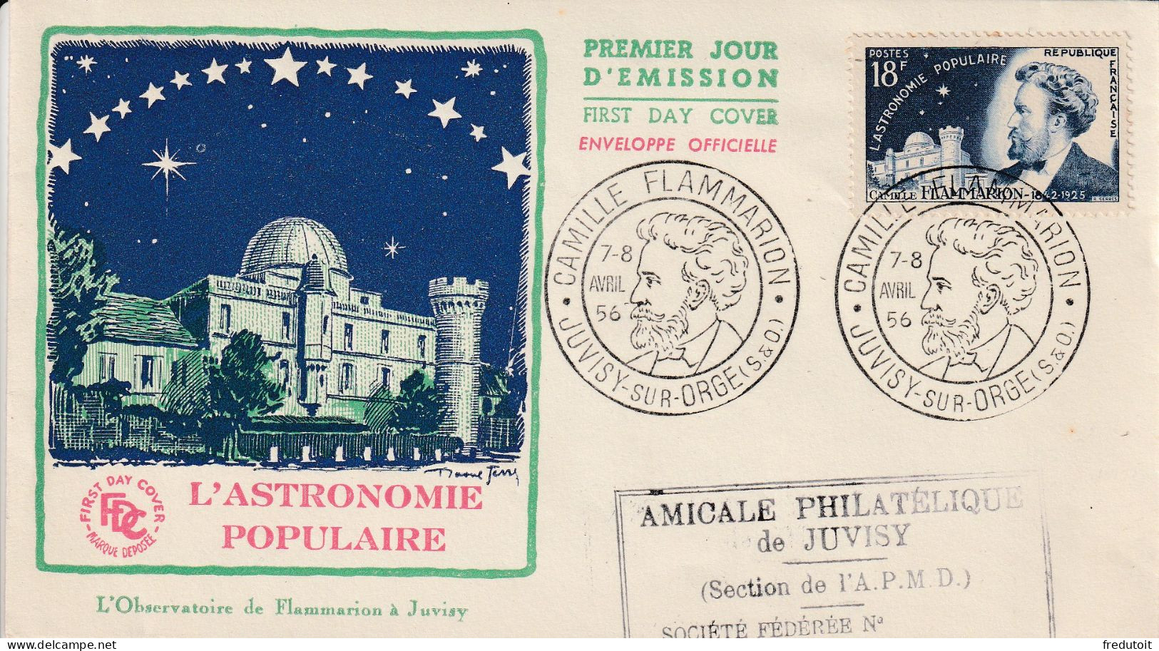 FDC - 1956 - L'Astronomie Populaire : Flammarion. - 1950-1959