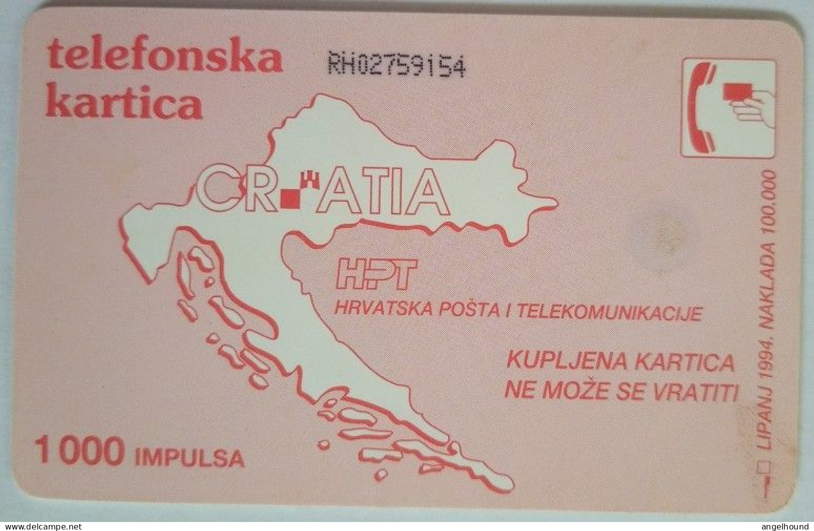 Croatia 1000 Units  Chip Card - 900 Zagreb - Croatia