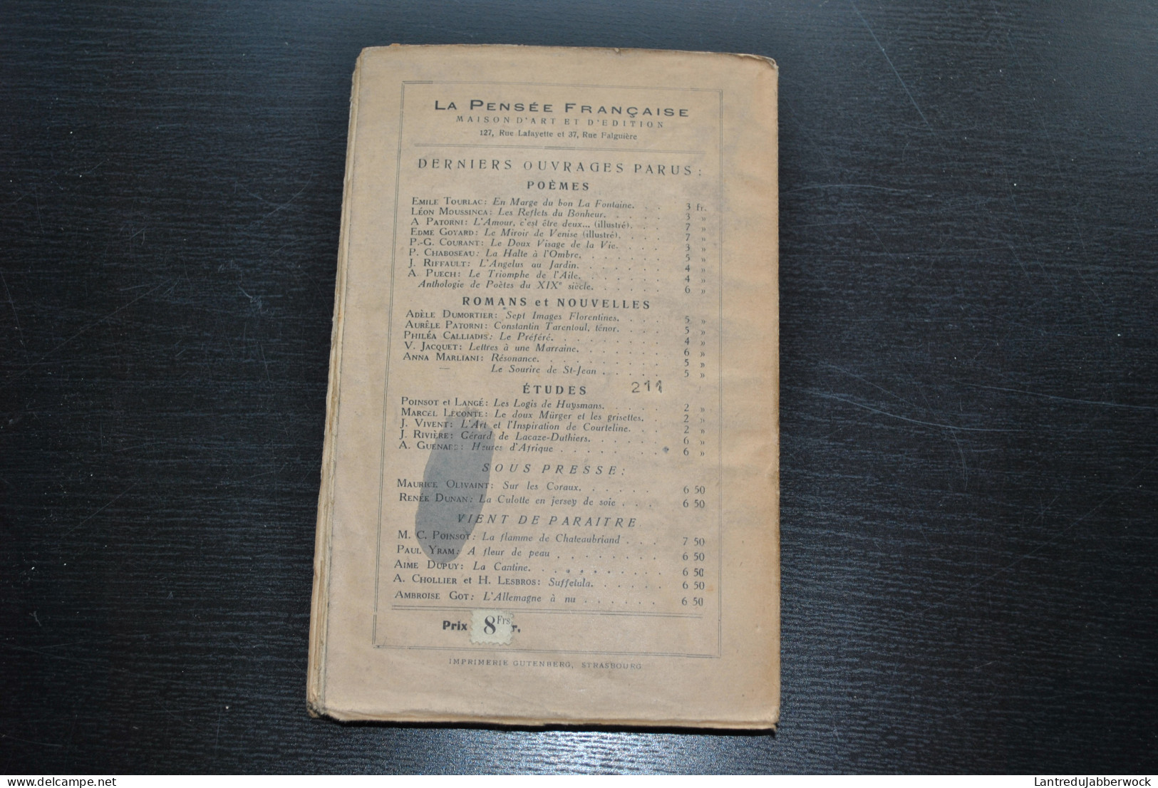 Jehan De Jehay La Lente épouvante 1923 Pseudonyme De Jean Van Den Steen De Jehay, Ministre Plénipotentiaire GAND Gantois - Belgische Schrijvers