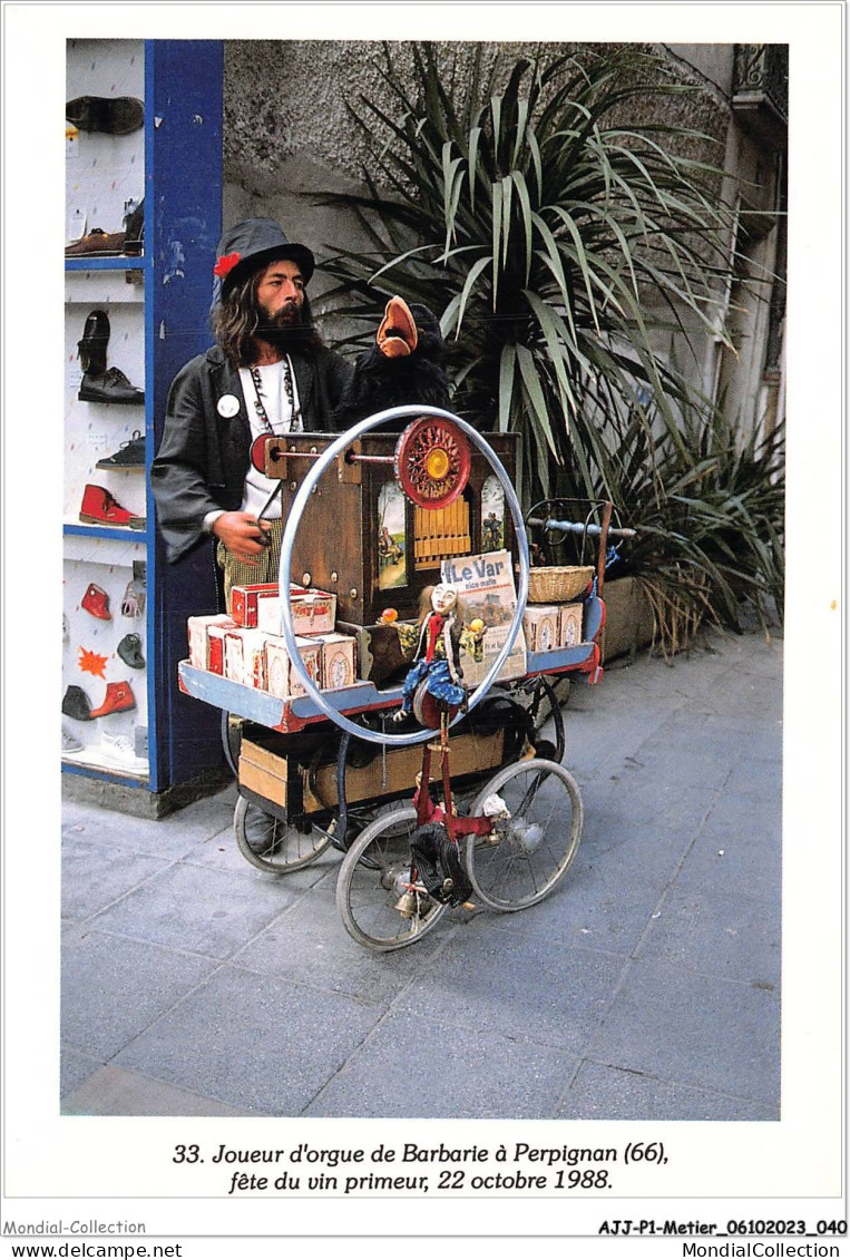 AJJP1-0021 - METIER - JOUEUR D'ORGUE DE BABARIE A PERPIGNAN - FETE DU VIN PRIMEUR - 22 OCTOBRE 1988 - Artisanat