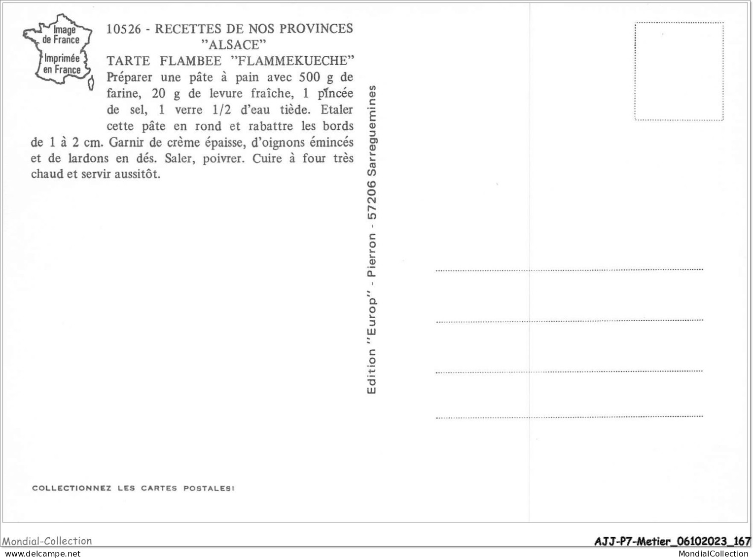 AJJP7-0691 - METIER - RECETTES DE NOS PROVINCES ALSACE - TARTE FLAMBEE FLAMMEKUECHE  - Altri & Non Classificati