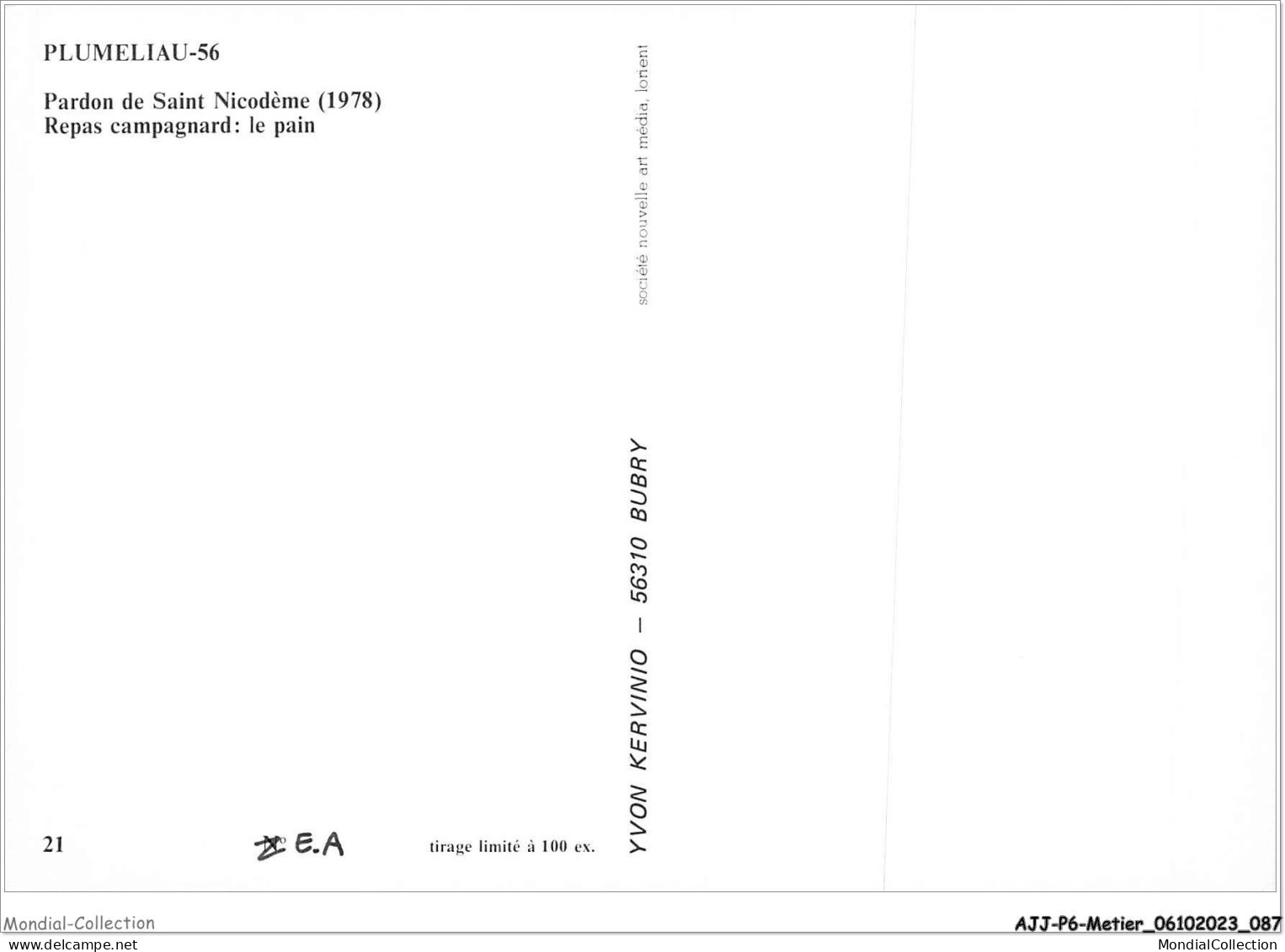 AJJP6-0550 - METIER - PARDON DE SAINT NICODEME - REPAS CAMPAGNARD - LE PAIN  - Paysans