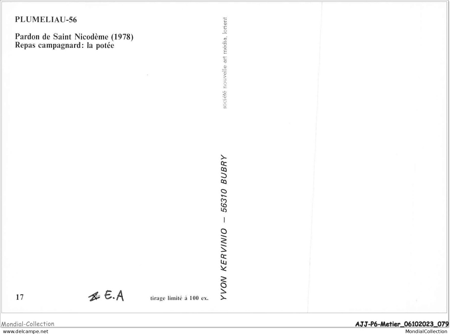 AJJP6-0546 - METIER - PLUMELIAU - PARDON DE SAINT NICODEME - REPAS CAMPAGNARD - LA POTEE  - Paysans