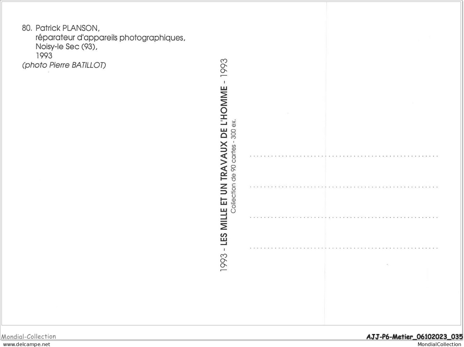 AJJP6-0524 - METIER - PATRICK PLANSON - REPARATEUR D'APPAREILS PHOTOGRAPHIQUES - NOISY-LE-SEC  - Artisanat