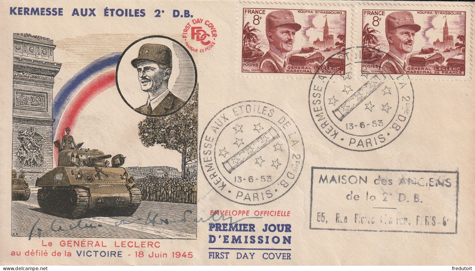 FDC - 1953 - Le Général Leclerc (avec Dédicace) - 1950-1959