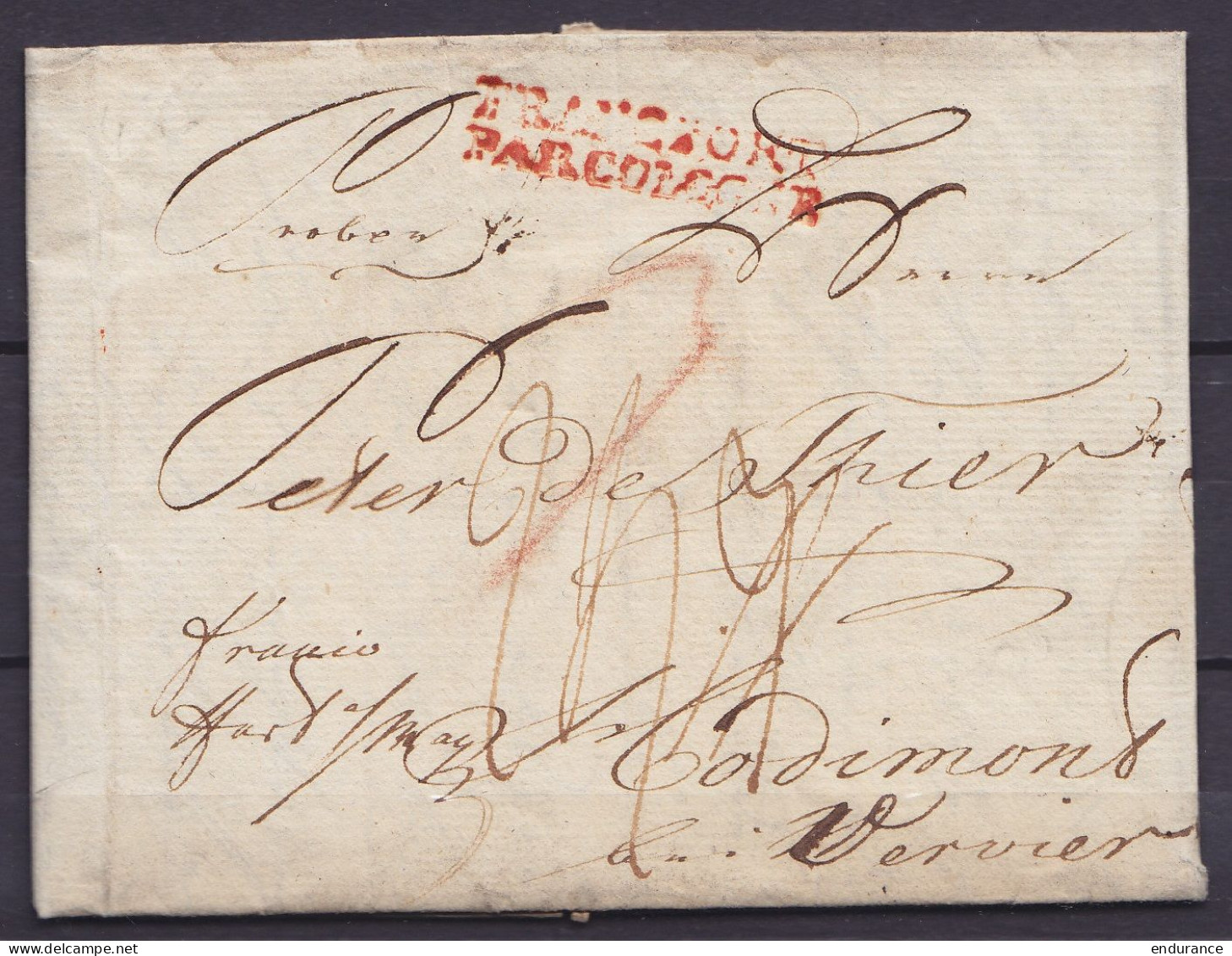 L. Datée 16 Juin 1800 De LEIPZIG Pour HODIMONT Verviers - Marque De Passage "FRANCFORT / PAR COLOGNE" (VDL 1403) - 1794-1814 (Französische Besatzung)