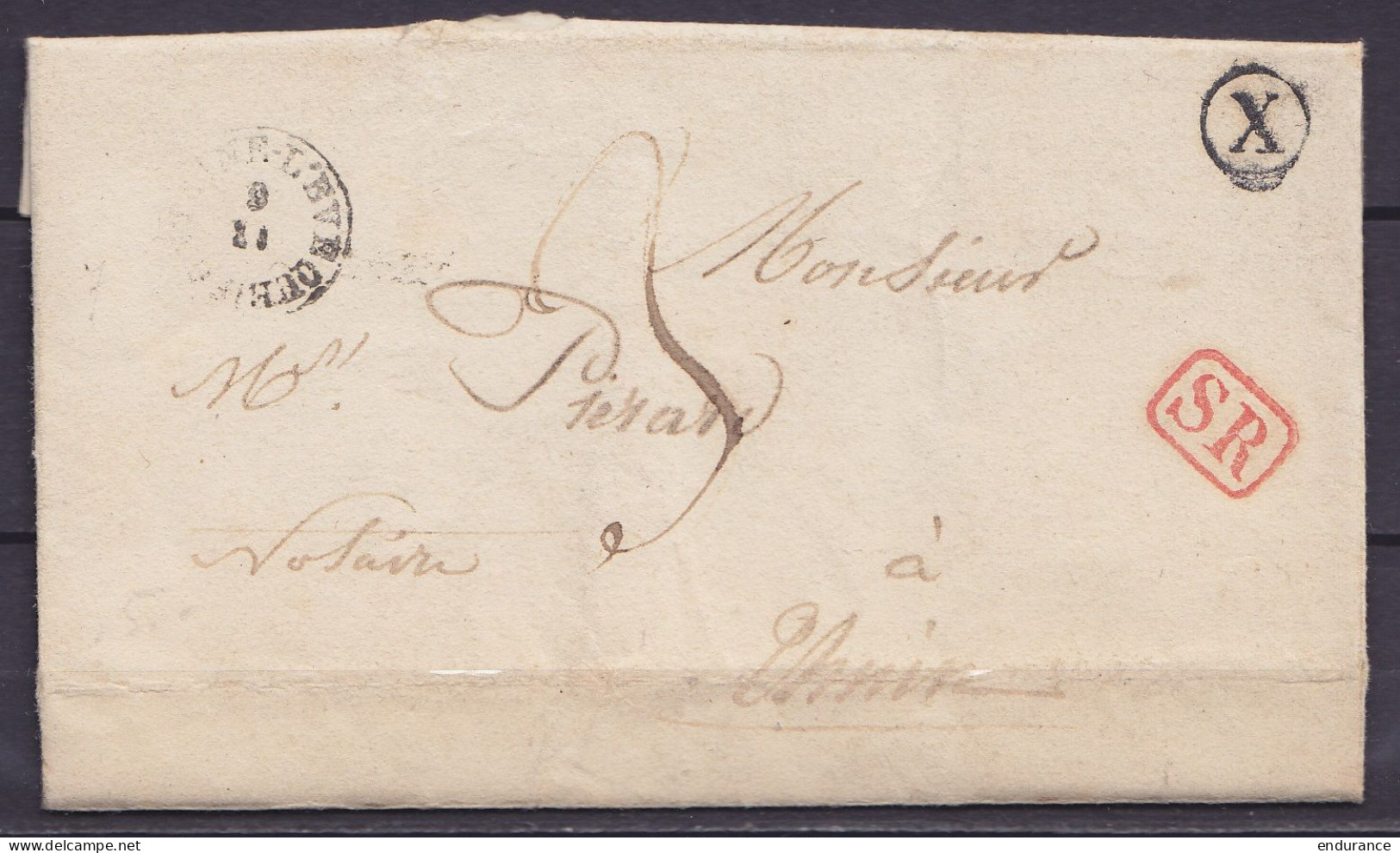 L. Datée 9 Novembre 1840 De TRAZEGNIES Càd T18 FONTAINE L'EVEQUE /9 XI Pour Notaire à THUIN - Boîte "X" [SR] - 1830-1849 (Belgique Indépendante)
