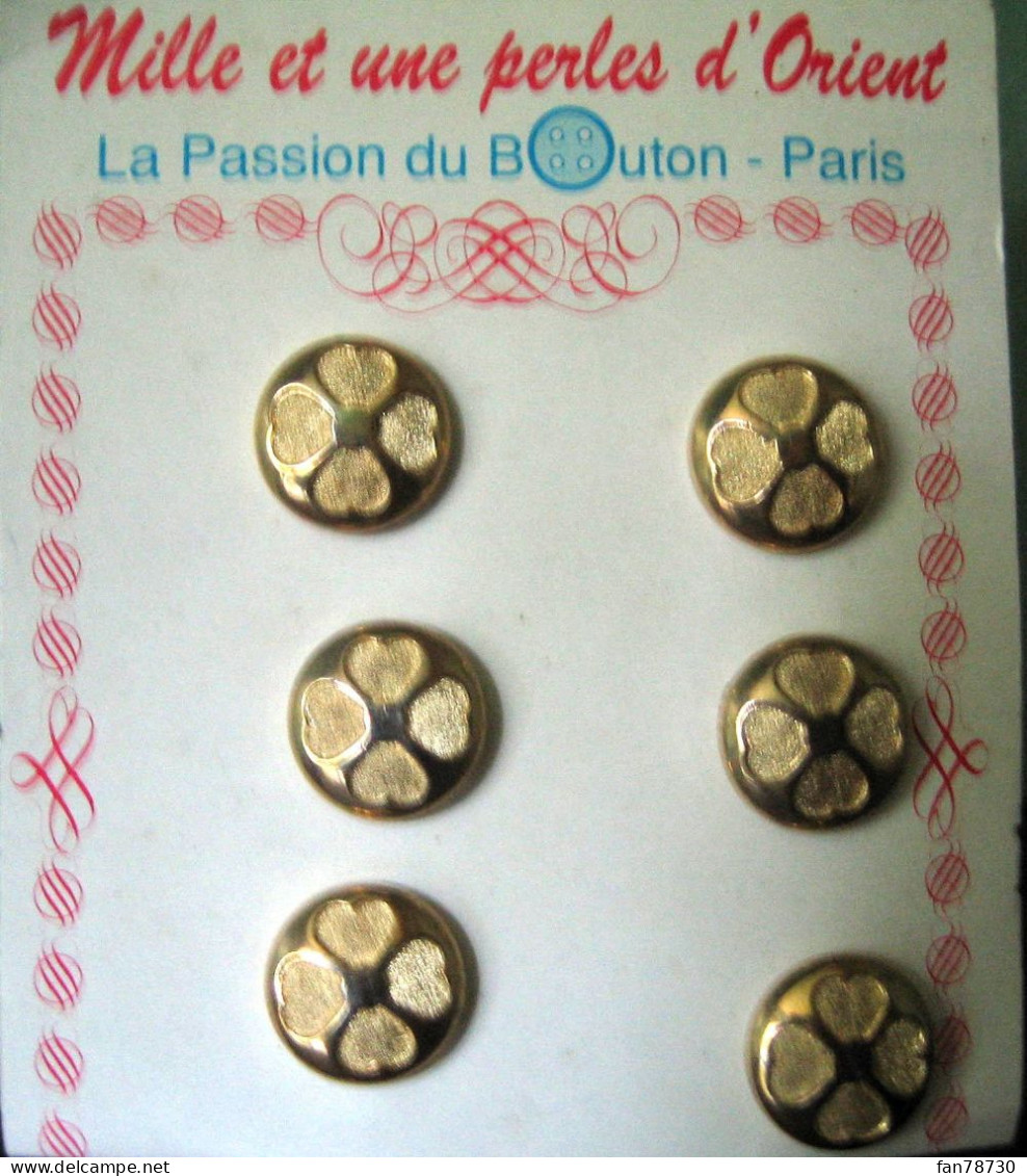 Bouton Fleur Quatre Pétales Métal Doré X 6 - FRAIS DU SITE DEDUITS - Boutons