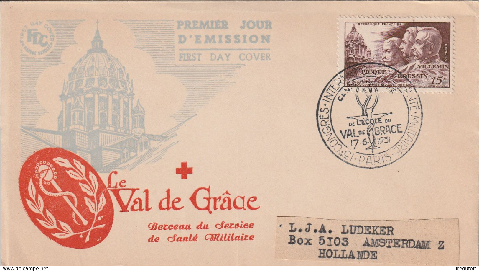 FDC - 1951 - Le Val De Grâce - 1950-1959