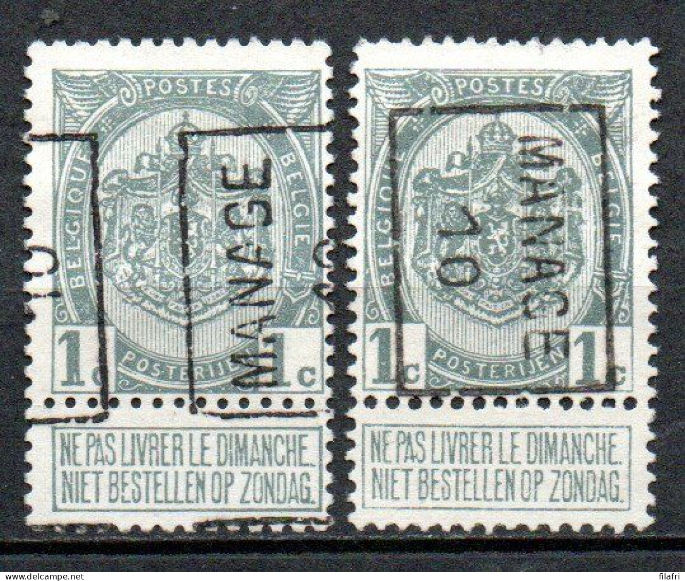 1464 Voorafstempeling Op Nr 81 - MANAGE 10 - Positie A & B - Roller Precancels 1910-19