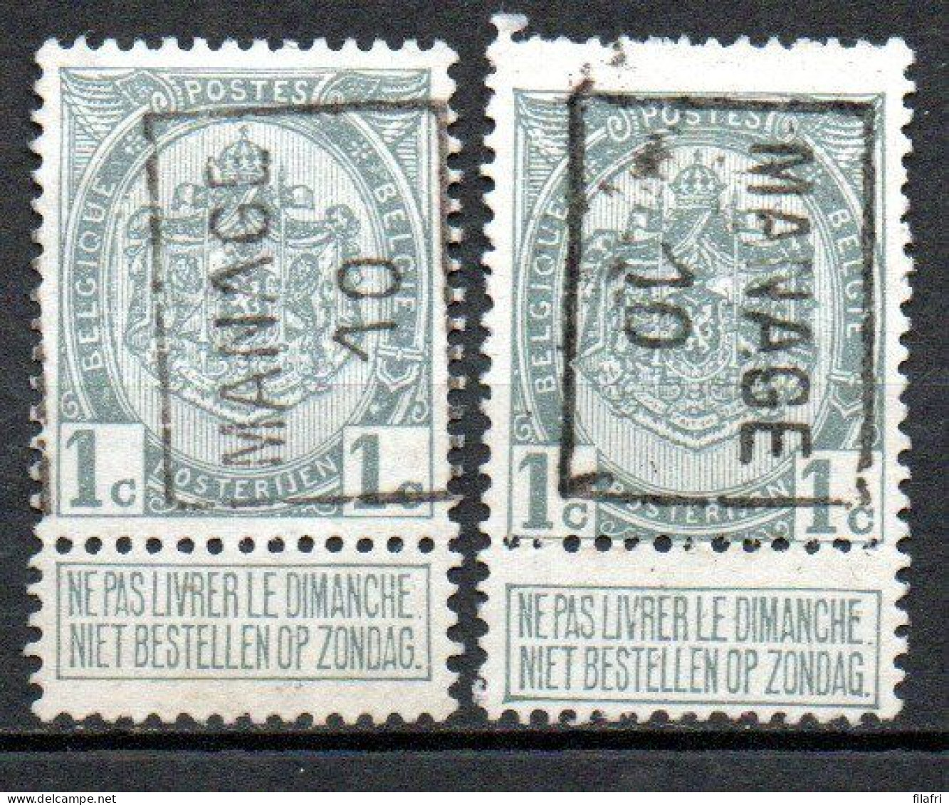 1464 Voorafstempeling Op Nr 81 - MANAGE 10 -  Positie A & B - Roulettes 1910-19