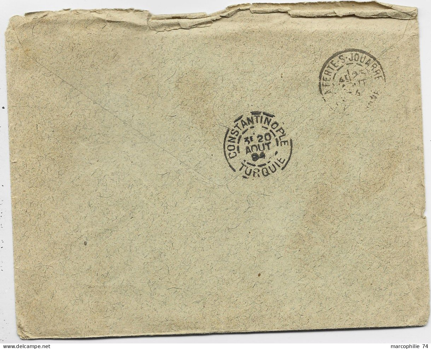 SAGE 25C I PIASTRE  LETTRE COVER SMYRNE 1894 TURQUIE TURKEY POUR FRANCE + PARIS ETRANGER EN BLEU - Lettres & Documents