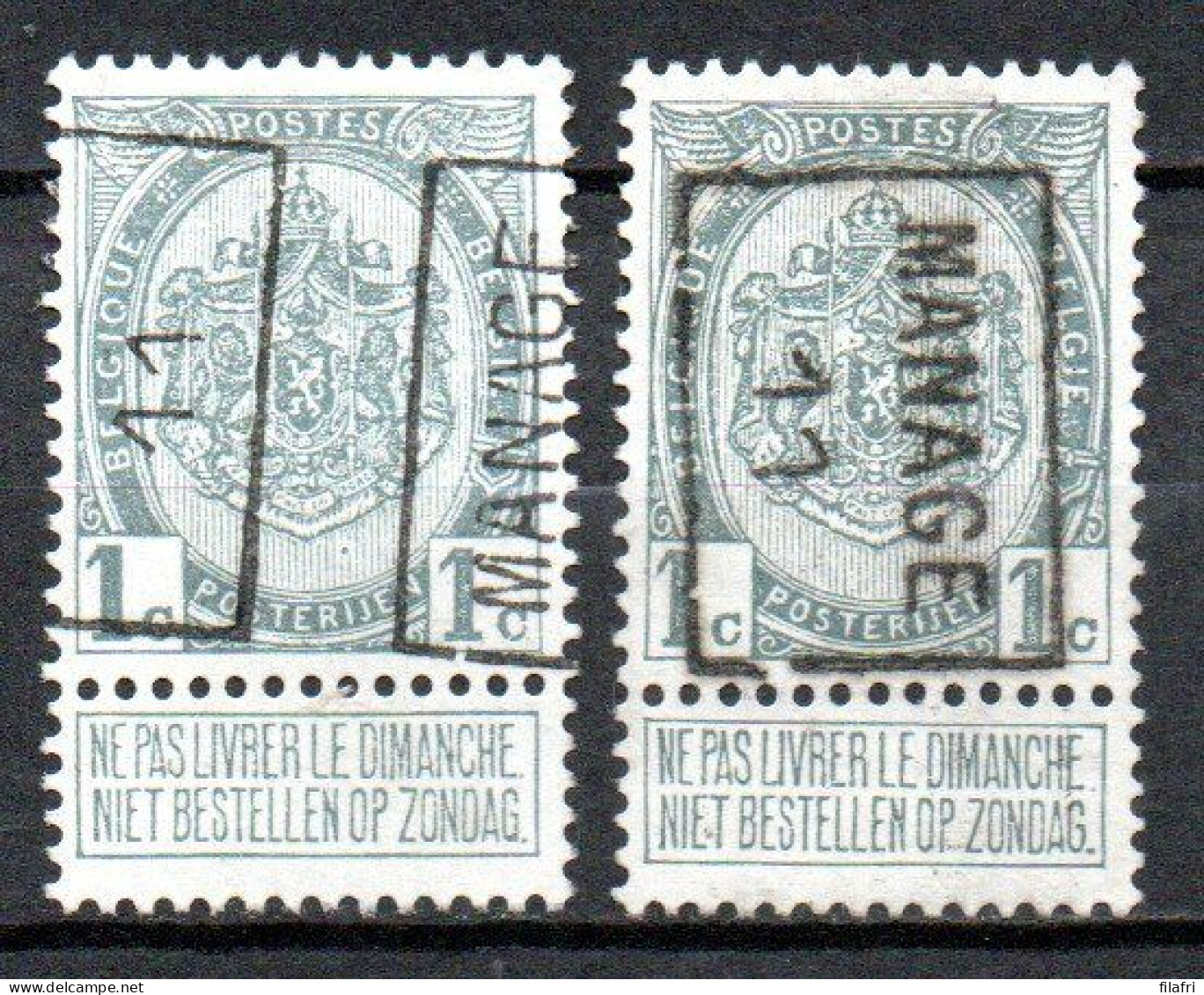 1634 Voorafstempeling Op Nr 81 - MANAGE 11 - Positie A & B - Roulettes 1910-19