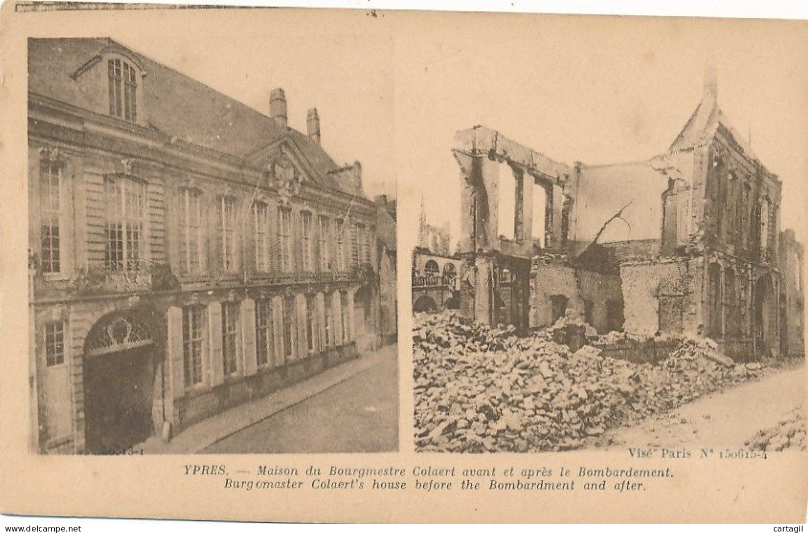 CPA-16509-Belgique -Ypres -2 Vues  D'un Quartier En Vision "avant Et Après" Destructions -guerre 14-18-Livraison Offerte - Ieper