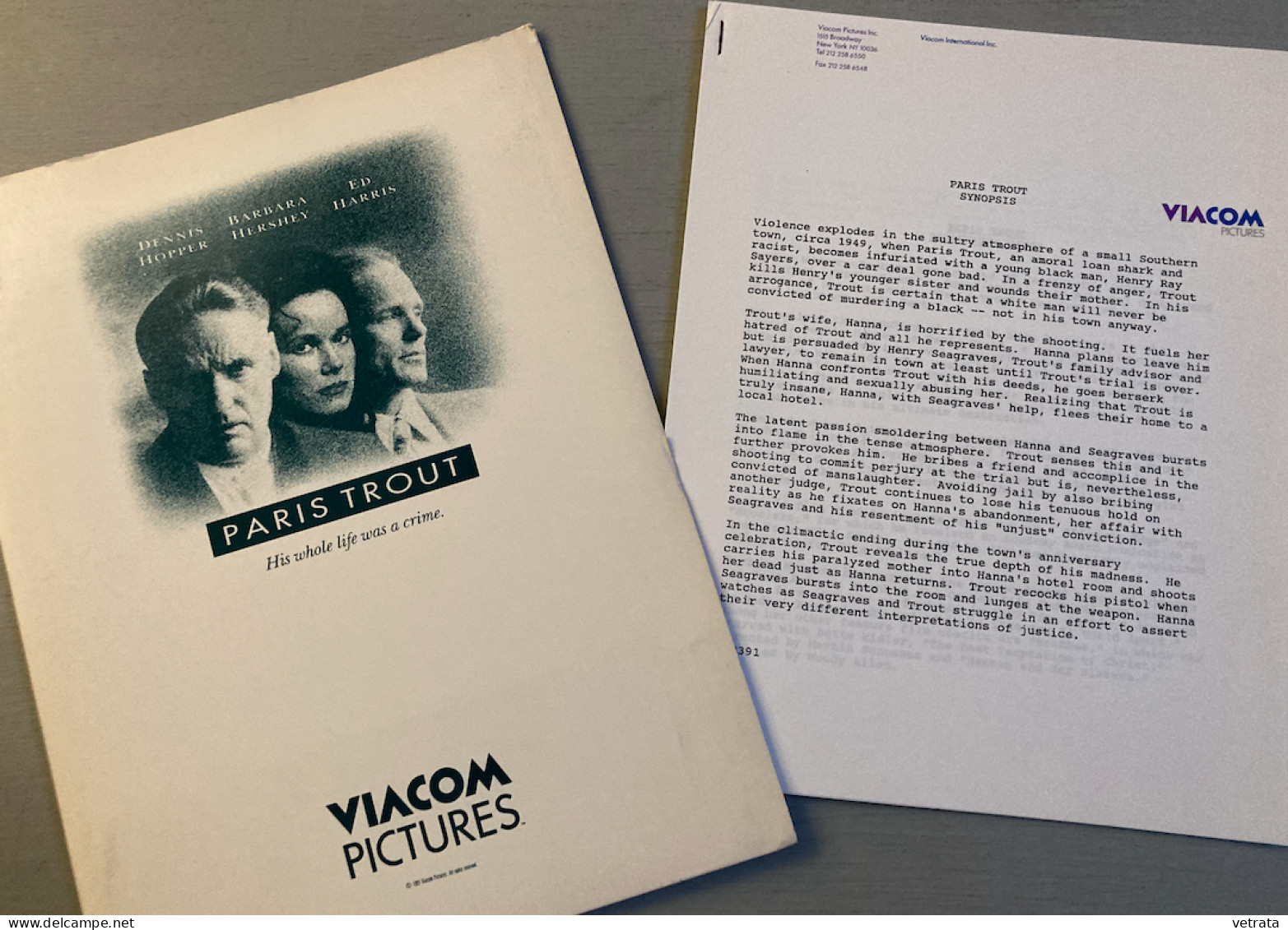 Denis Hopper : Dossier De Presse : Paris Trout, De Stephen Gyllenhaal  Avec D.H.  (avec 3 Photos N&B, 25x20 Cm,  15 Feui - Other & Unclassified