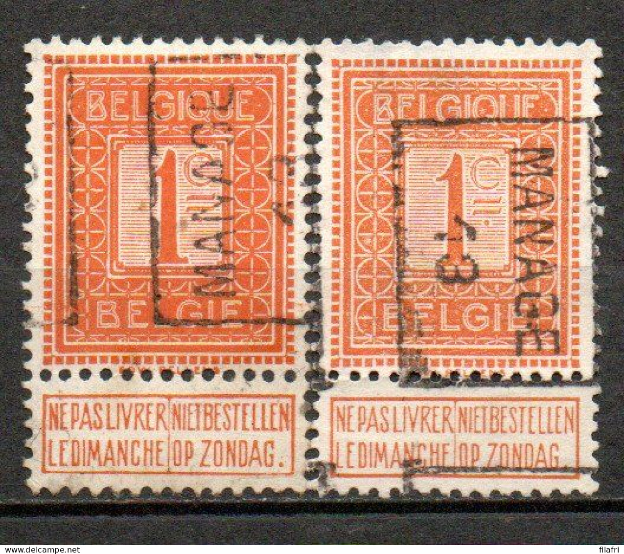 2162 Voorafstempeling Op Nr 108 - MANAGE 13 - Positie A & B - Rollini 1910-19