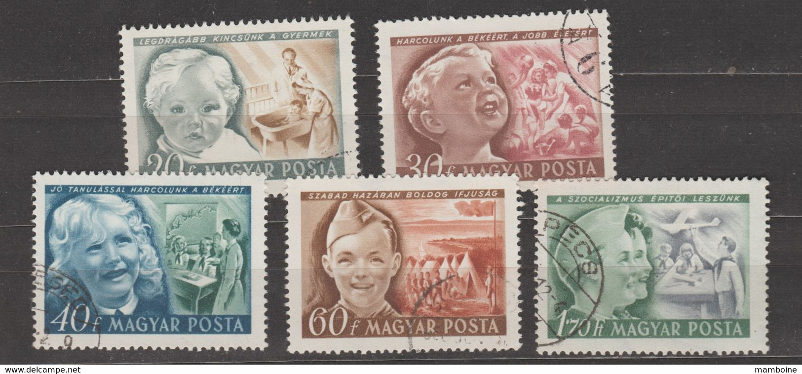 Hongrie  1950   . N° 953 / 57 Oblitéré   5 Valeurs   Série Complète  "enfance" - Used Stamps