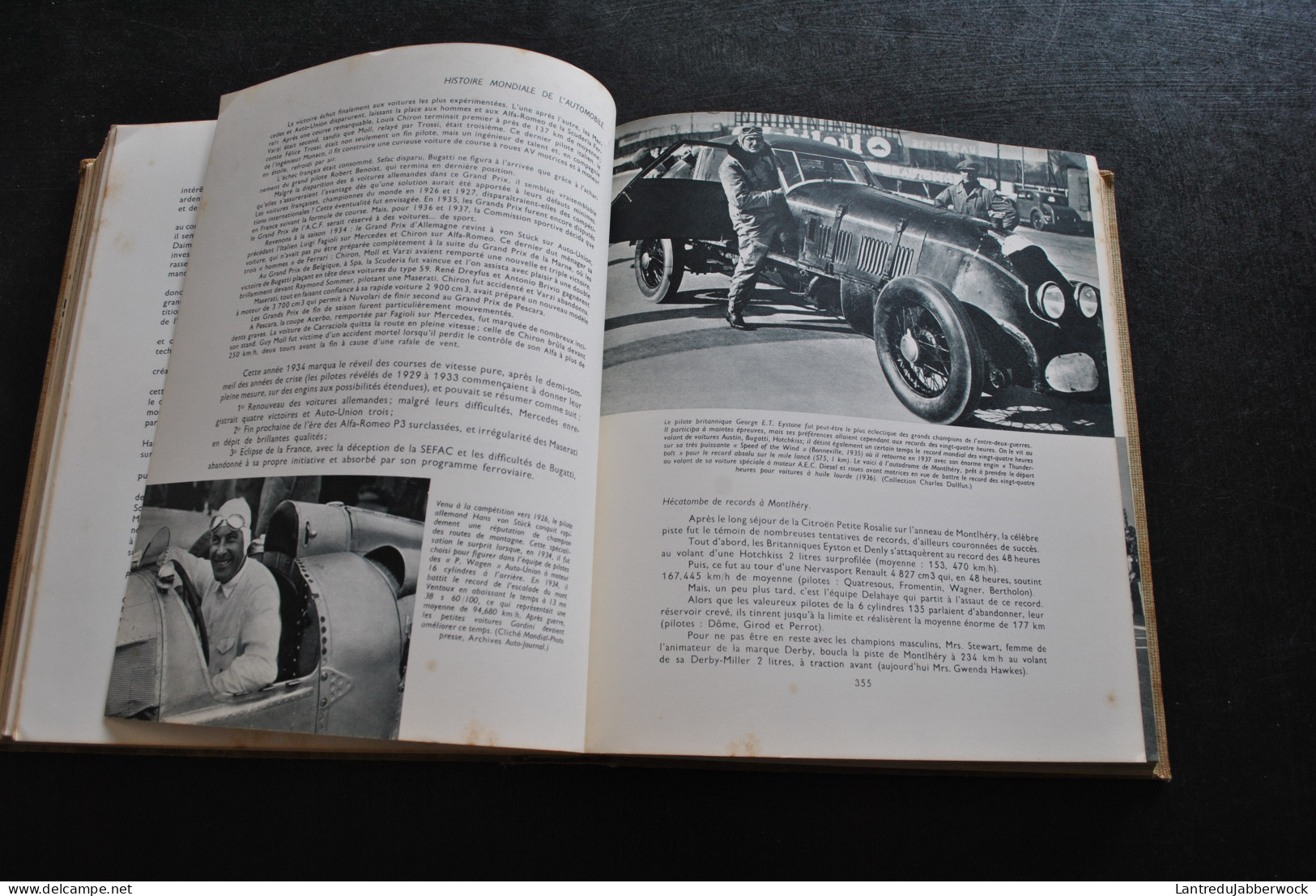 JACQUES ROUSSEAU HISTOIRE MONDIALE DE L'AUTOMOBILE 1958 Hachette encyclopédie voiture grnad prix luxe pilotes rare