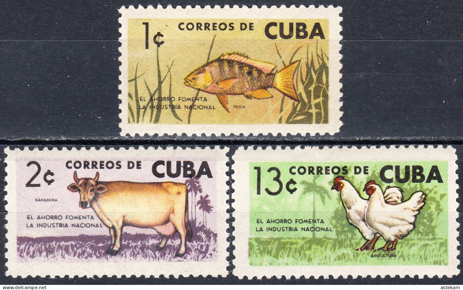 CUBA 1964, FAUNA, FISH, COW, BIRD, COMPLETE MNH SERIES With GOOD QUALITY, *** - Nuevos