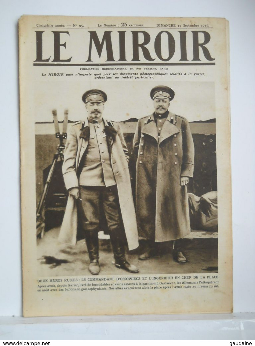 LE MIROIR - GUERRE - N°95 - 19 Sept 1915 - Camp D'Anfa Prisonniers Allemands - Auve-ruines De Nowogrod - Kowno - 1850 - 1899