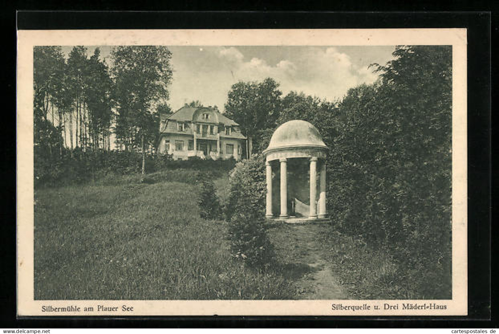 AK Plau Am See, Hotel Silberquelle Und Drei-Mäderl-Haus Gustav Wagner, Gartenansicht  - Plau