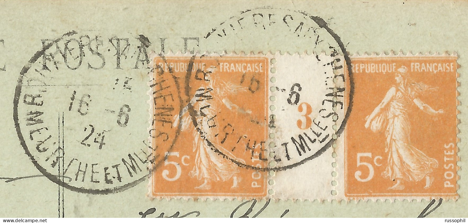 FRANCE -  MILLESIMES - PAIR Yv.  #158 MILLESIME 3 ALONE FRANKING PC FROM BOUXIERES AUX CHENES TO BAGNEUX - 1924 - Millésime