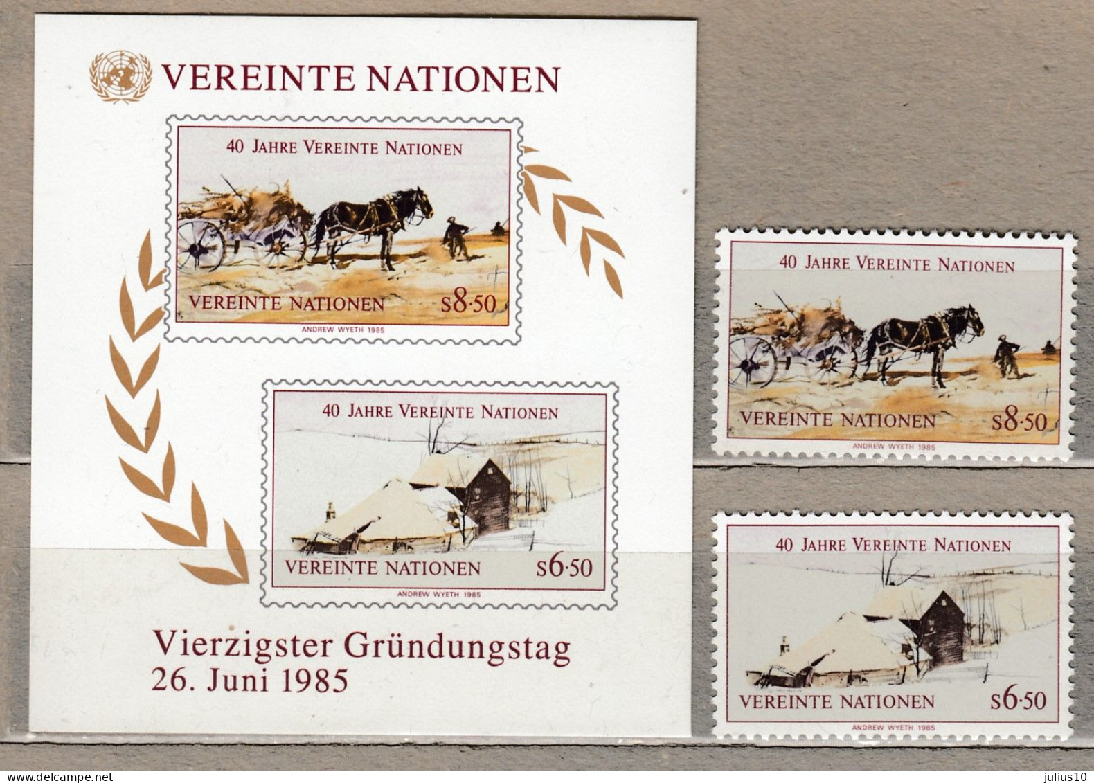 UNO Wien 1985 40th Anniversary MNH(**) Mi 51-52 Bl 2 #34033 - VN